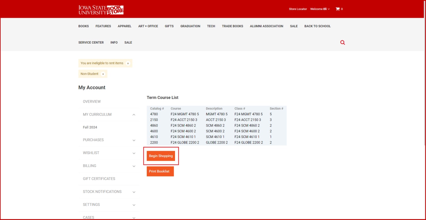 Click on View Complete Textbook List